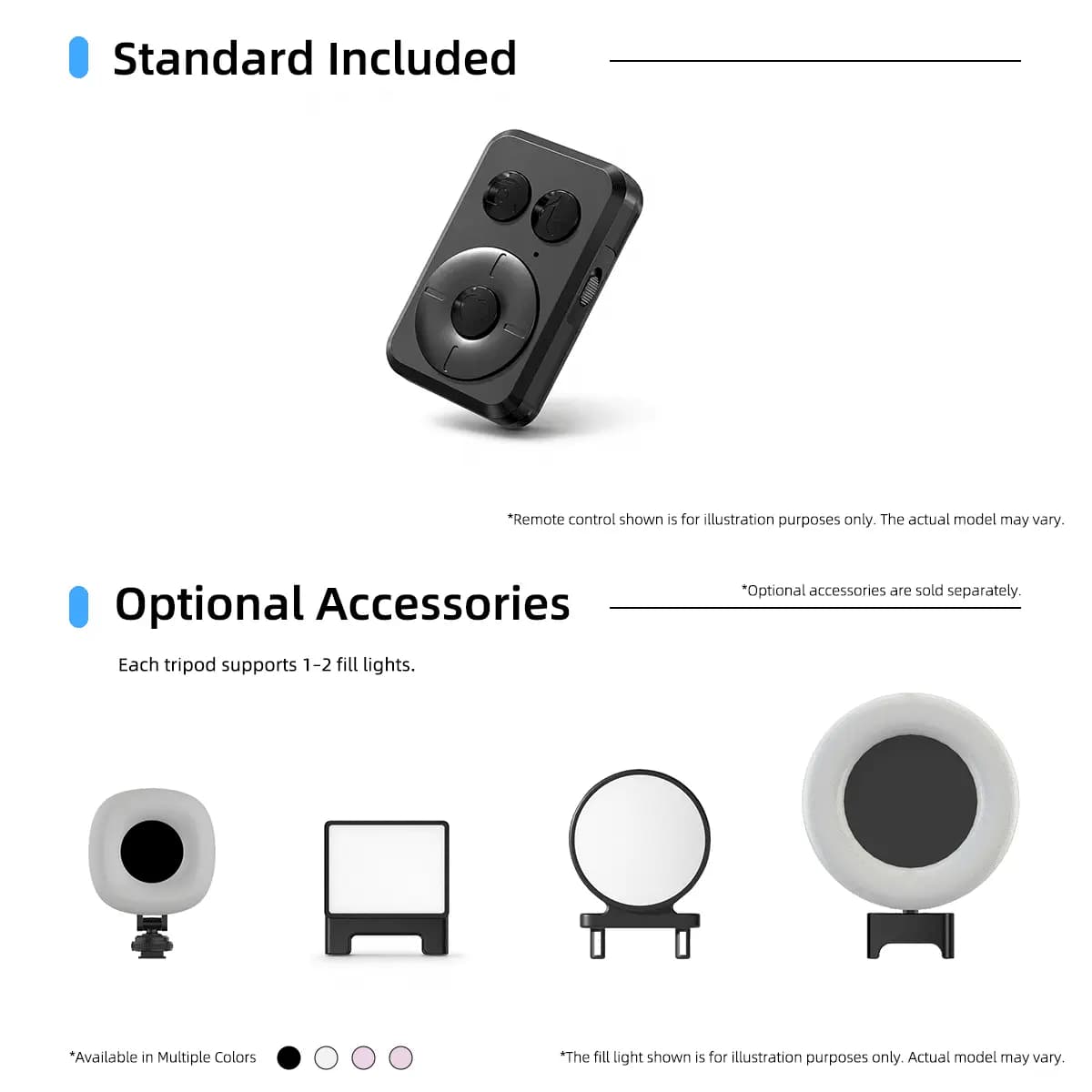 TOOREA remote control and optional fill light accessories
